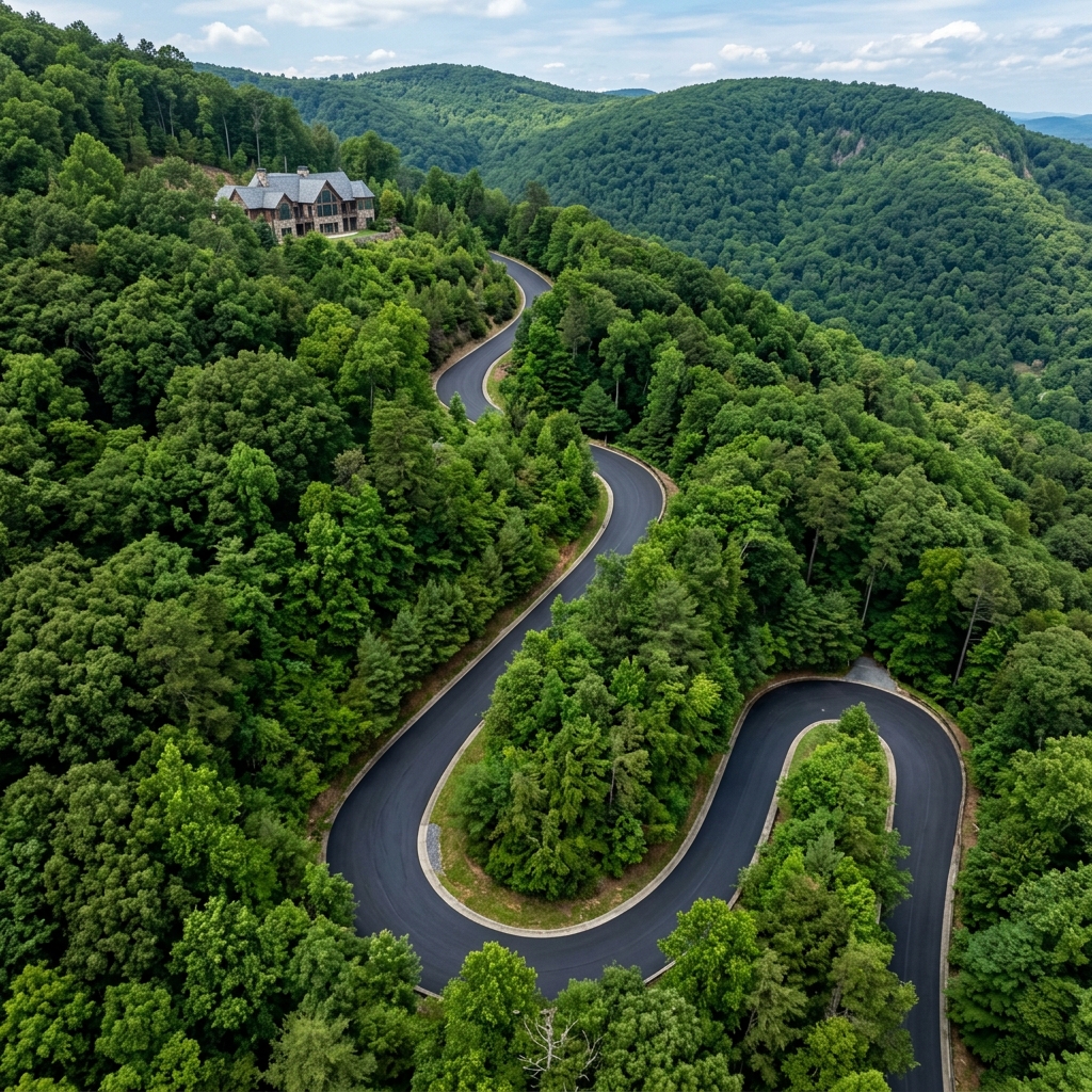 Steep mountain driveway paving
